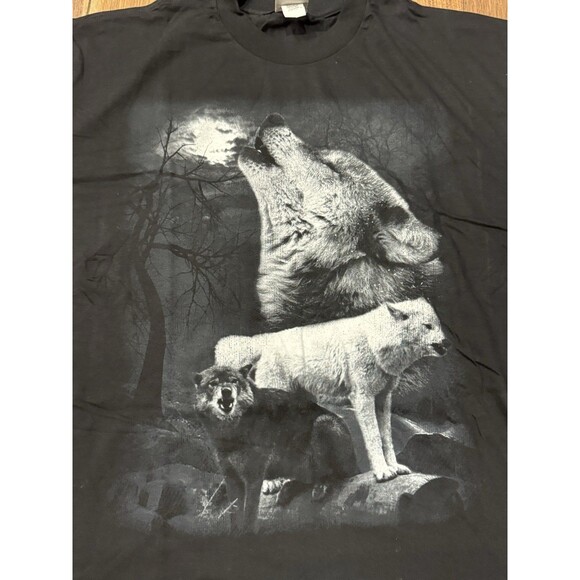 Vintage Y2K National Heritage Wolf Howling Graphic T-Shirt Sz XL Nature Art - Picture 2 of 4